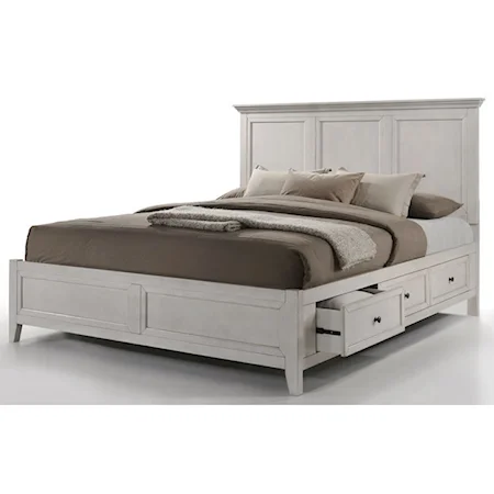 Transitional King Storage Bed with Six Drawers